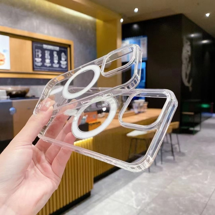 For iPhone 16 Plus Large Hole Camera MagSafe Magnetic Clear Acrylic TPU Case(Transparent)