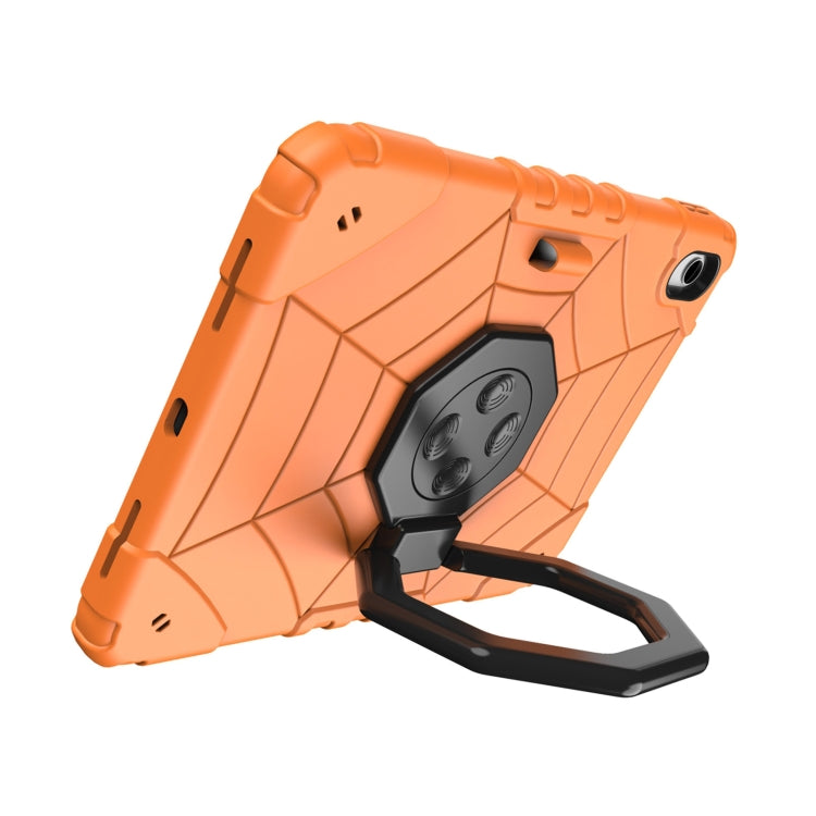 For iPad Air 11 2024 Spider Turntable Handle Stress Relief Tablet Case(Orange Black)