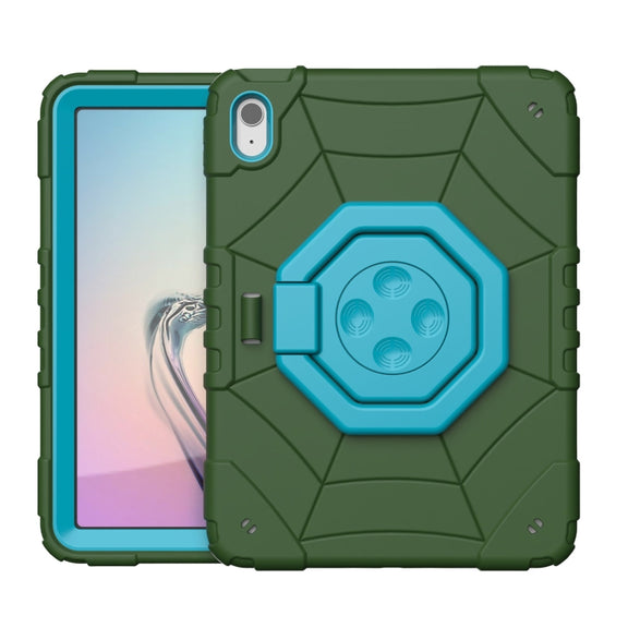 For iPad Air 11 2025 / 2024 Spider Turntable Handle Stress Relief Tablet Case(Army Green Blue)
