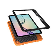 For iPad Pro 11 2024 Spider Turntable Handle Stress Relief Tablet Case(Orange Black)