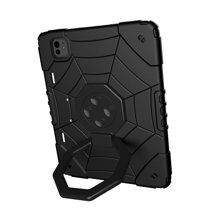 For iPad Pro 11 2024 Spider Turntable Handle Stress Relief Tablet Case(Black)