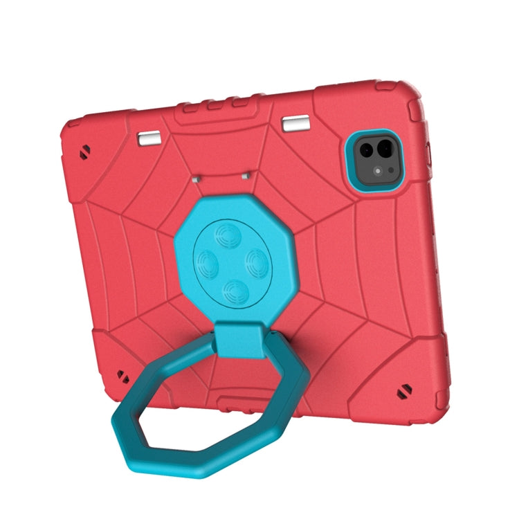 For iPad Pro 11 2024 Spider Turntable Handle Stress Relief Tablet Case(Red Blue)
