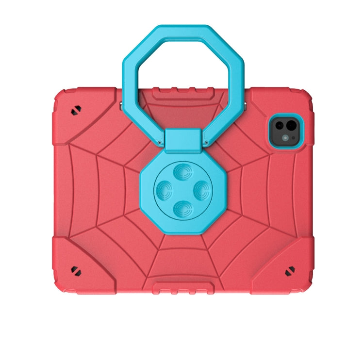 For iPad Pro 11 2024 Spider Turntable Handle Stress Relief Tablet Case(Red Blue)