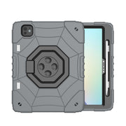 For iPad Pro 11 2024 Spider Turntable Handle Stress Relief Tablet Case(Grey Black)