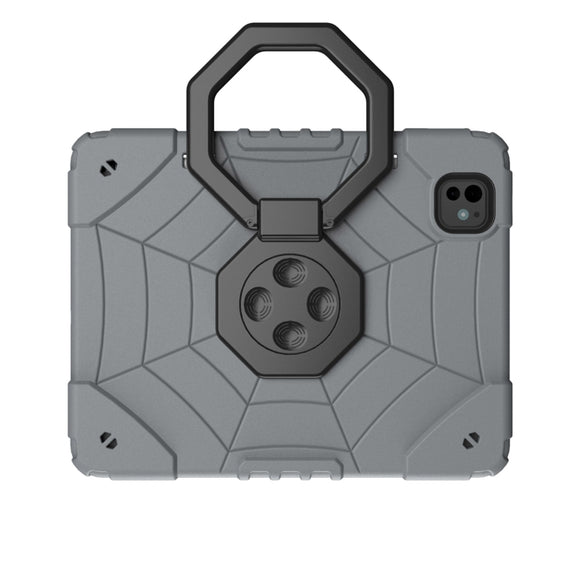 For iPad Pro 11 2024 Spider Turntable Handle Stress Relief Tablet Case(Grey Black)