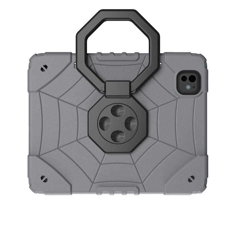 For iPad Pro 11 2024 Spider Turntable Handle Stress Relief Tablet Case(Grey Black)