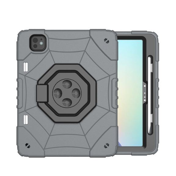 For iPad Pro 11 2024 Spider Turntable Handle Stress Relief Tablet Case(Grey Black)