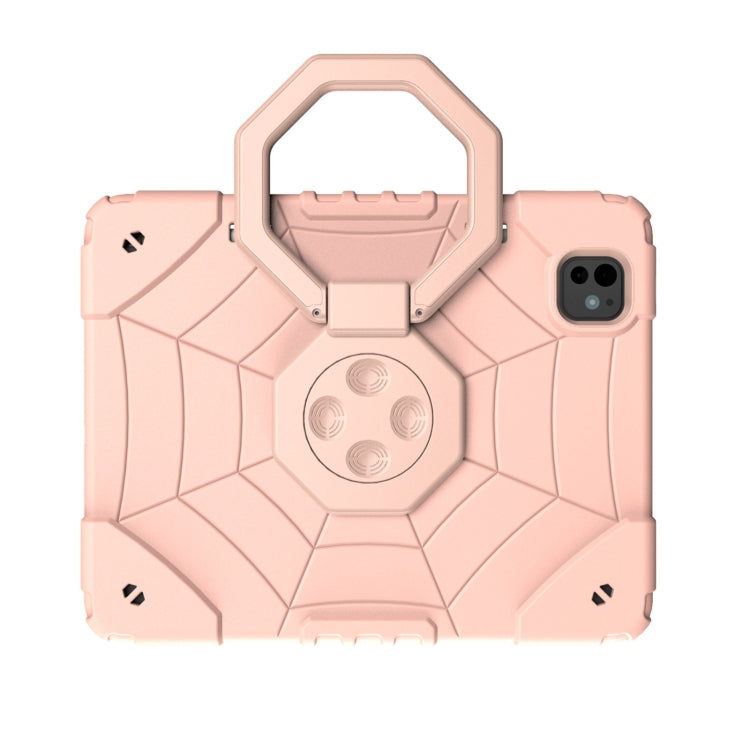 For iPad Pro 11 2024 Spider Turntable Handle Stress Relief Tablet Case(Rose Gold)