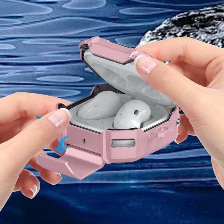For Samsung Galaxy Buds2 / Live / Pro / FE Transparent Carbon Fiber TPU Hybrid PC Case with Hook & Holder(White)