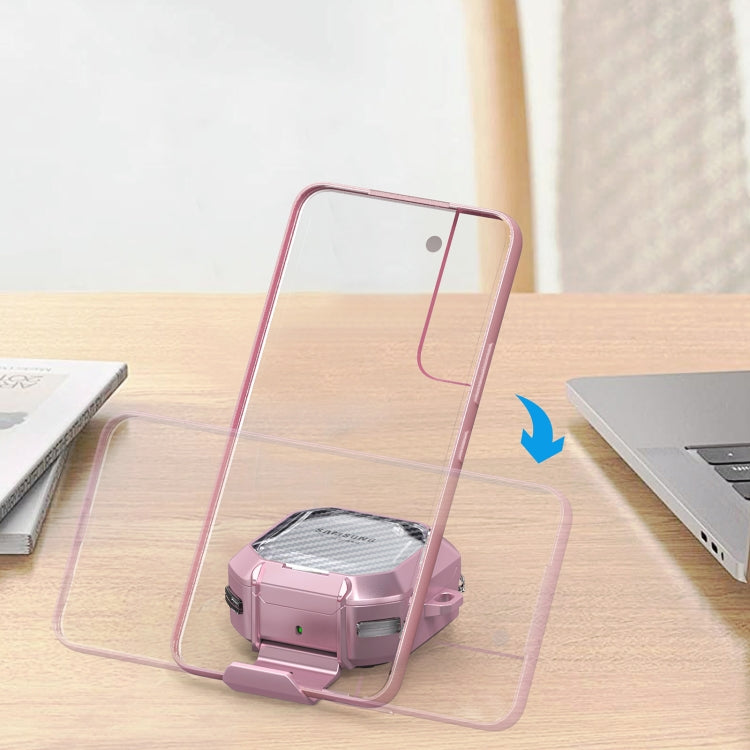 For Samsung Galaxy Buds2 / Live / Pro / FE Transparent Carbon Fiber TPU Hybrid PC Case with Hook & Holder(Yellow)