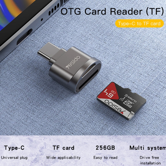 Yesido GS19 USB-C / Type-C to TF Card OTG Mini Card Reader(Black)