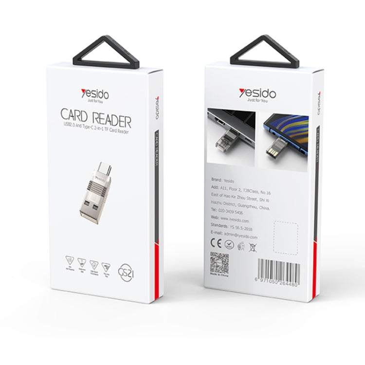 Yesido GS21 USB 3.0 to USB-C / Type-C + TF Card 2 in 1 OTG Card Reader Adapter(Gold)