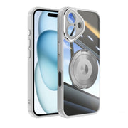 For iPhone 16 Plus 360 Holder Magsafe Acrylic Hybrid TPU Phone Case(Grey)