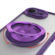 For iPhone 16e 360 Holder Magsafe Acrylic Hybrid TPU Phone Case(Purple)