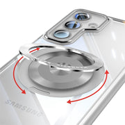 For Samsung Galaxy S25 5G 360 Holder MagSafe Acrylic Hybrid TPU Phone Case(Frosted White)