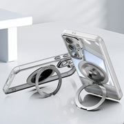 For Samsung Galaxy S25 5G 360 Holder MagSafe Acrylic Hybrid TPU Phone Case(Frosted White)