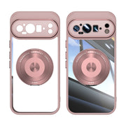 For Google Pixel 9 Pro 360 Holder Magsafe Acrylic Hybrid TPU Phone Case(Pink)