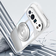For Google Pixel 9 Pro XL 360 Holder Magsafe Acrylic Hybrid TPU Phone Case(Frosted White)