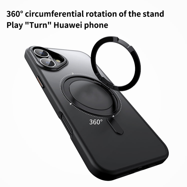 For iPhone 16 360 Rotating MagSafe Magnetic Frosted Phone Case(Black)