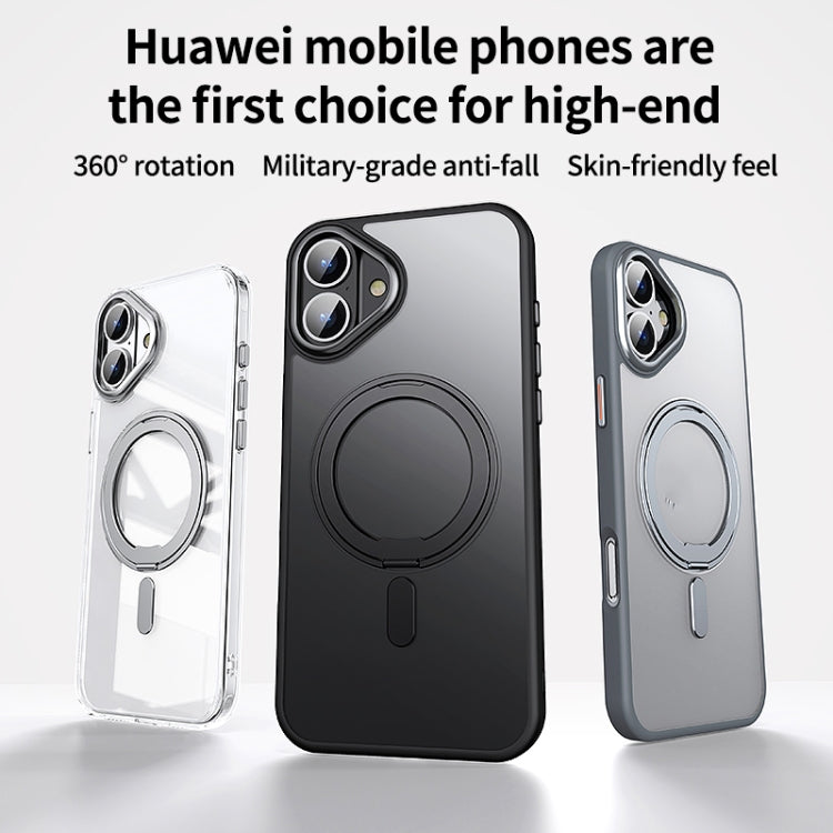 For iPhone 16 360 Rotating MagSafe Magnetic Frosted Phone Case(Grey)