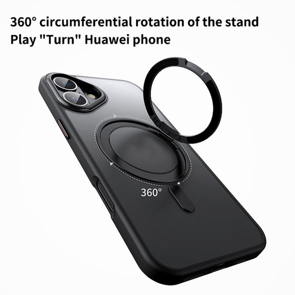 For iPhone 16 360 Rotating MagSafe Magnetic Frosted Phone Case(Transparent)