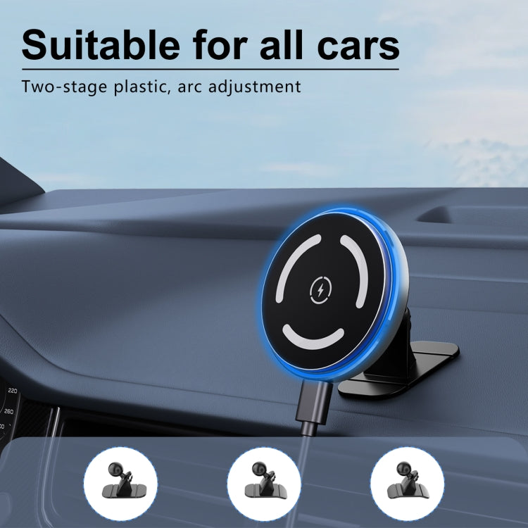 M68 15W Magnetic QI Standard Wireless Charging Car Holder(Dark Grey)