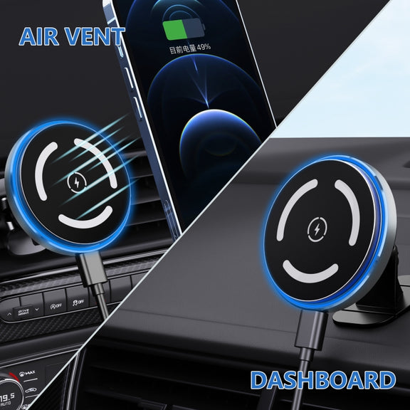 M68 15W Magnetic QI Standard Wireless Charging Car Holder(Dark Grey)