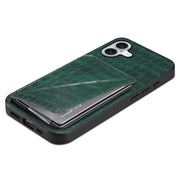 For iPhone 16 Imitation Crocodile Leather Back Phone Case with Holder(Green)
