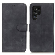 For Samsung Galaxy S25 Ultra 5G KHAZNEH Retro Texture Horizontal Flip Leather Phone Case(Black)