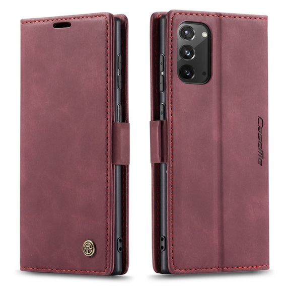 For Samsung Galaxy Note20 CaseMe Multifunctional Horizontal Flip Leather Case, with Card Slot & Holder & Wallet(Wine Red)