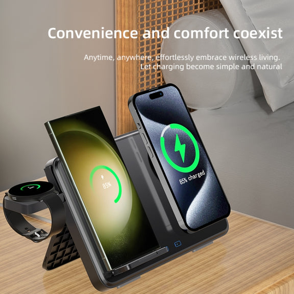 C30 15W 3 in 1 Magnetic Wireless Charger with Night Light(Black)