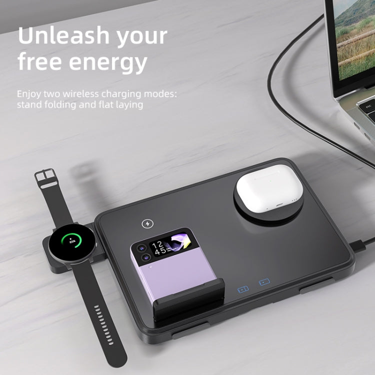 C30 15W 3 in 1 Magnetic Wireless Charger with Night Light(Black)