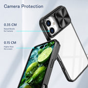 For iPhone 16 Sliding Camshield Acrylic Hybrid TPU Phone Case(Black)