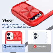 For iPhone 16 Sliding Camshield Acrylic Hybrid TPU Phone Case(Red)