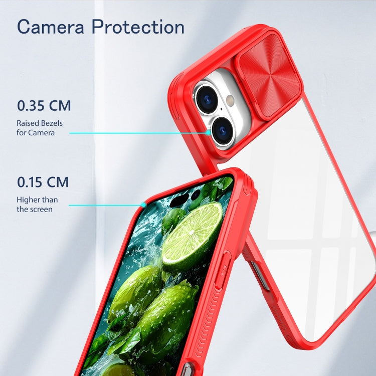 For iPhone 16 Pro Sliding Camshield Acrylic Hybrid TPU Phone Case(Red)