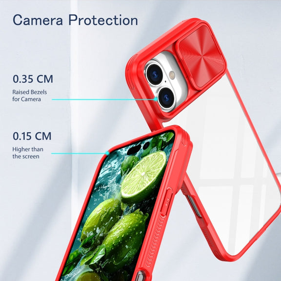 For iPhone 16 Pro Sliding Camshield Acrylic Hybrid TPU Phone Case(Red)
