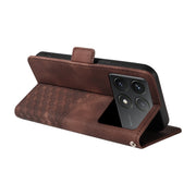 For Redmi K70 / K70 Pro Embossed Rhombus Starry Leather Phone Case(Brown)