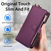 For iPhone 16 Plus Crossbody Ring Multifunctional Wallet Leather Phone Case(Dark Purple)