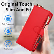 For iPhone 16 Crossbody Ring Multifunctional Wallet Leather Phone Case(Red)