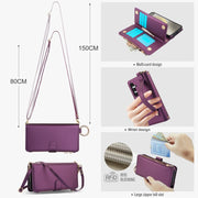 For Samsung Galaxy S24 5G Crossbody Ring Multifunctional Wallet Leather Phone Case(Dark Purple)