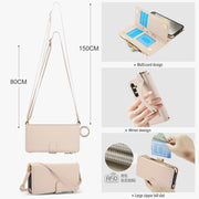 For Samsung Galaxy S24+ 5G Crossbody Ring Multifunctional Wallet Leather Phone Case(White)