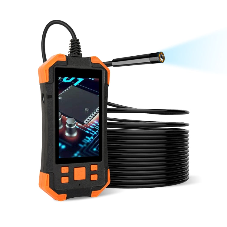 T20 4.3 inch IPS Screen 7.9mm Triple Camera IP67 Water-resistant Hard Cable Digital Endoscope, Length:10m(Black Orange)