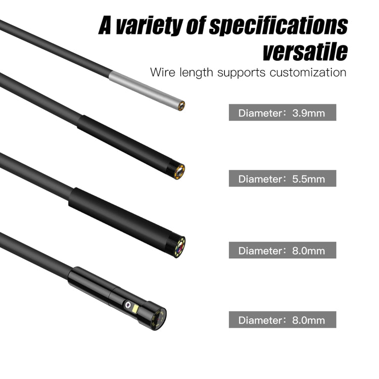 T20 4.3 inch IPS Screen 7.9mm Triple Camera IP67 Water-resistant Hard Cable Digital Endoscope, Length:10m(Black Orange)