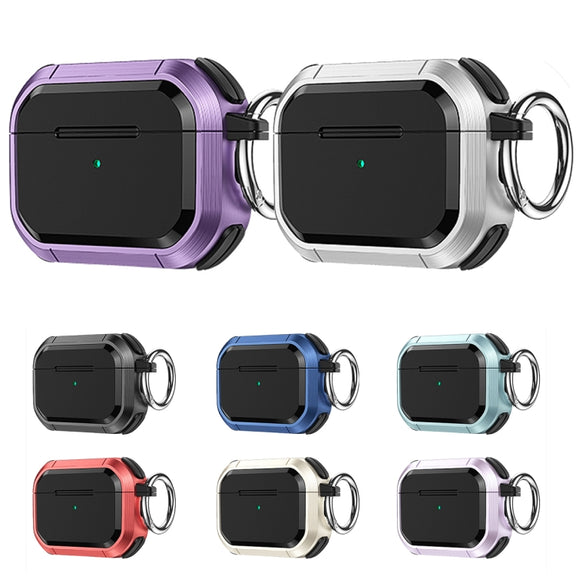 For AirPods 3 Armor TPU + PC Earbuds Box Protective Case with Metal Buckle(Silver)