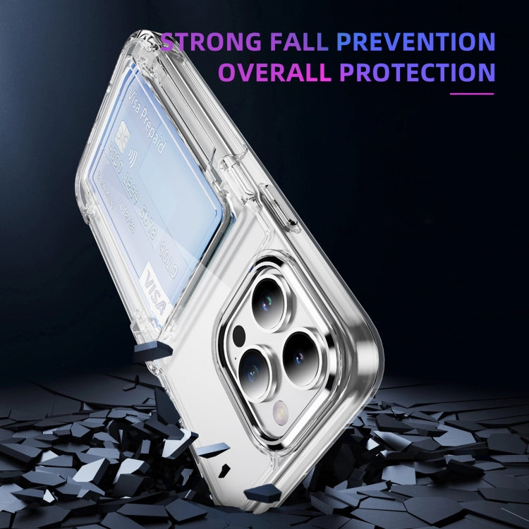 For iPhone 16 Pro Card Holder Acrylic Hybrid TPU Phone Case(Transparent)