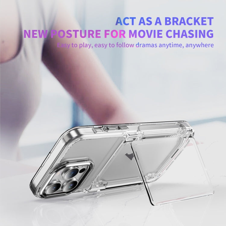 For iPhone 16 Pro Card Holder Acrylic Hybrid TPU Phone Case(Transparent)