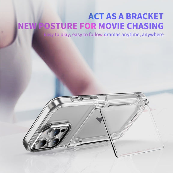 For iPhone 16 Pro Card Holder Acrylic Hybrid TPU Phone Case(Transparent)