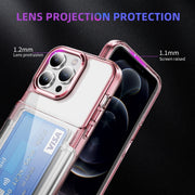 For iPhone 16 Pro Max Card Holder Acrylic Hybrid TPU Phone Case(Transparent Pink)