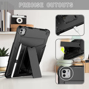 For iPad Pro 11 2024 T Holder Robot Silicone Hybrid PC Tablet Case(Black)