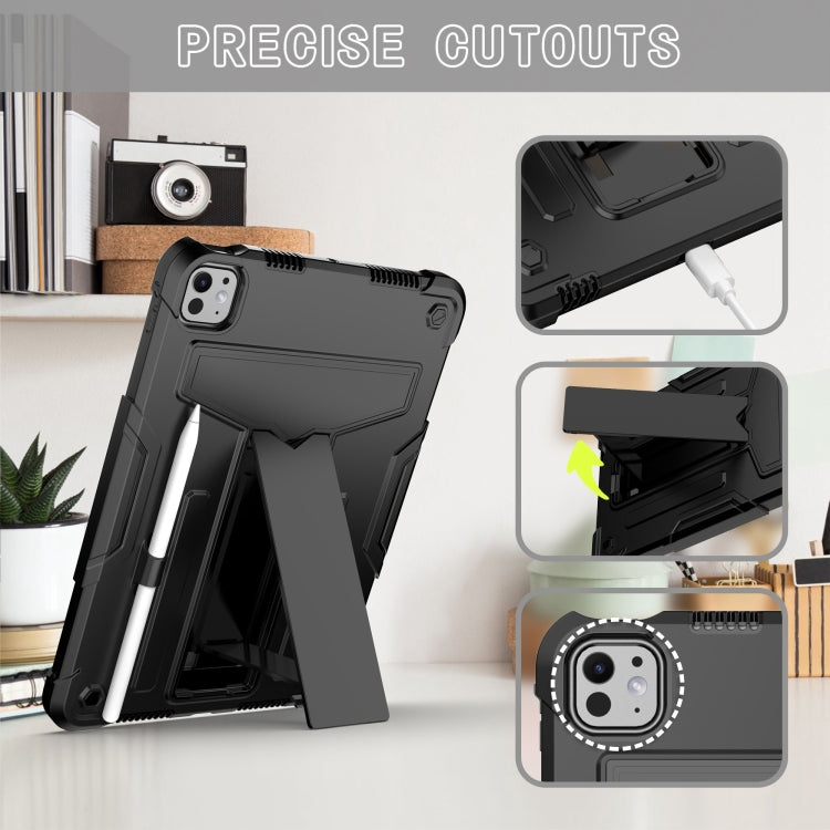 For iPad Pro 11 2024 T Holder Robot Silicone Hybrid PC Tablet Case(Black)